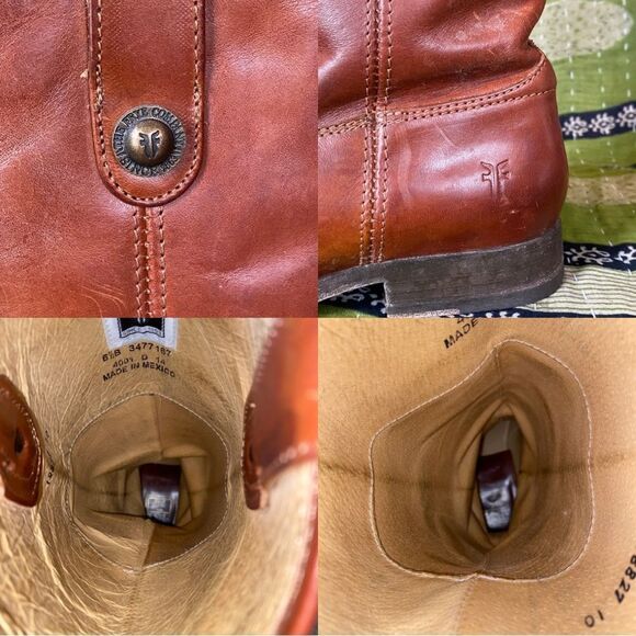 Frye Melissa Cognac Vintage Leather Riding Boots Size 6.5 - Picture 12 of 16